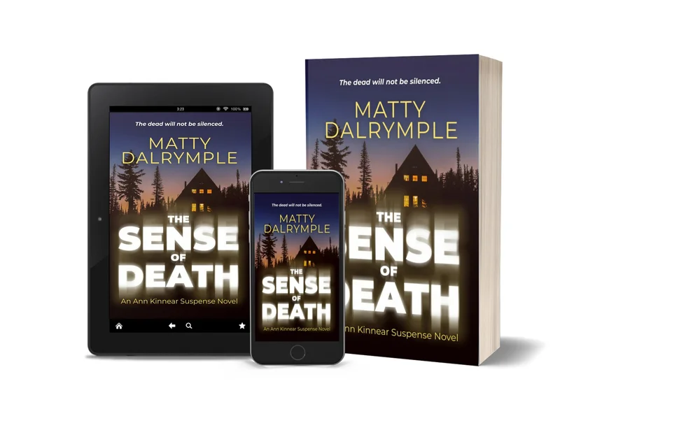 The Sense of Death shown in ebook, print, and audiobook formats